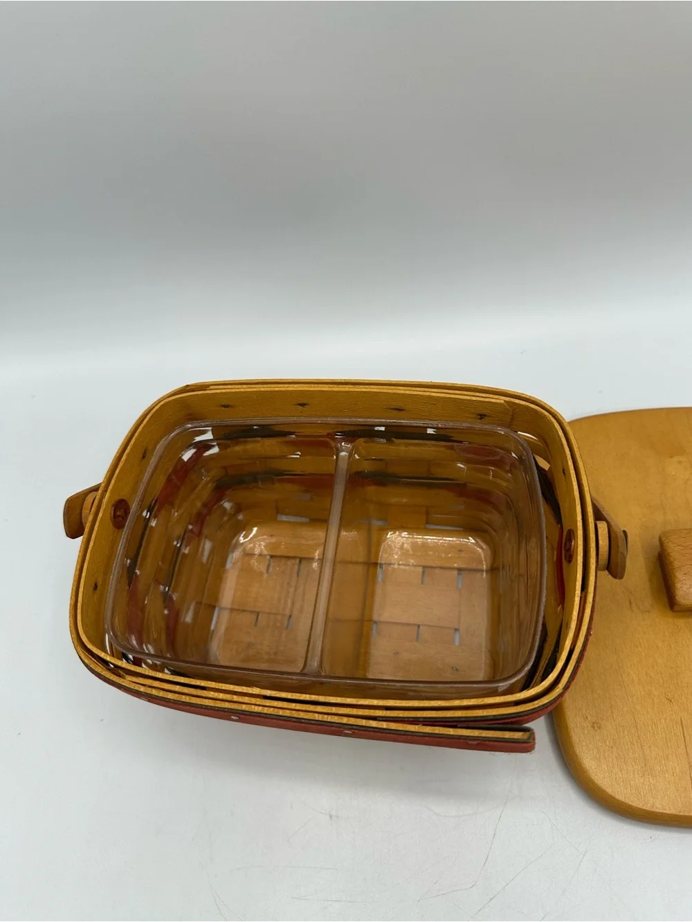 Longaberger 1997 All American Patriot Basket Combo Handle Lid Plastic Liner